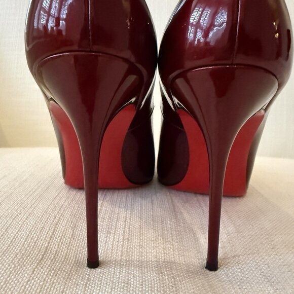 Christian Louboutin Fifi 120 Dark Red Burgundy Patent Heels - Picture 12 of 16